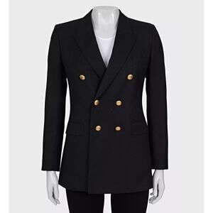 Saint Laurent Black Wool Double-Breasted Jacket FR38